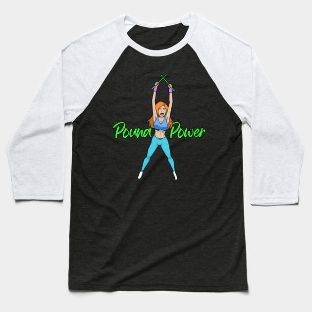 Pound Power - Pound Fitness Baseball T-Shirt by Modern Medieval Design